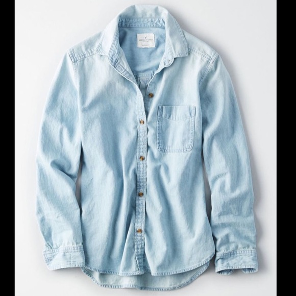 American Eagle Outfitters Tops - American Eagle Denim Blue Boyfriend Fit American Eagle Outfitters Tops - American Eagle Denim Blue Boyfriend Fit